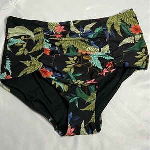 City Chic High Waisted Bikini Bottom. Plus Size Medium.  Tropical.